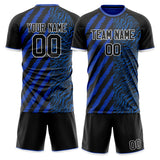 Custom Black Blue GeometricalPattern Soccer Set