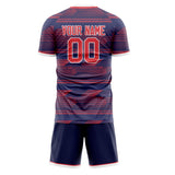 Custom Navy Red GeometricalPattern Soccer Set