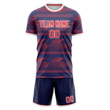 Custom Navy Red GeometricalPattern Soccer Set