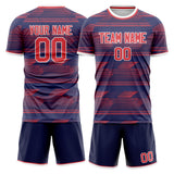 Custom Navy Red GeometricalPattern Soccer Set