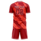 Custom Red White GeometricalPattern Soccer Set