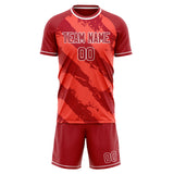 Custom Red White GeometricalPattern Soccer Set