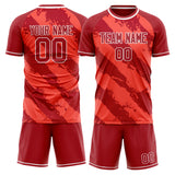 Custom Red White GeometricalPattern Soccer Set