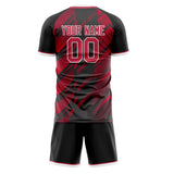 Custom Black Red GeometricalPattern Soccer Set