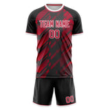 Custom Black Red GeometricalPattern Soccer Set