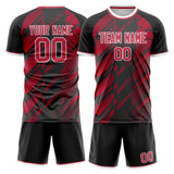 Custom Black Red GeometricalPattern Soccer Set