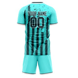 Custom Teal Black GeometricalPattern Soccer Set