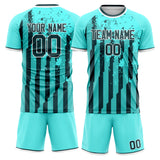 Custom Teal Black GeometricalPattern Soccer Set