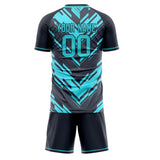 Custom Black Teal GeometricalPattern Soccer Set