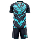 Custom Black Teal GeometricalPattern Soccer Set