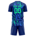 Custom Navy Teal GeometricalPattern Soccer Set