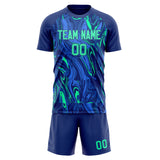 Custom Navy Teal GeometricalPattern Soccer Set