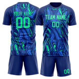 Custom Navy Teal GeometricalPattern Soccer Set