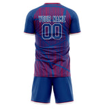 Custom Navy Red GeometricalPattern Soccer Set