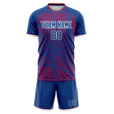 Custom Navy Red GeometricalPattern Soccer Set