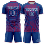 Custom Navy Red GeometricalPattern Soccer Set