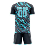 Custom Gray Light Blue GeometricalPattern Soccer Set