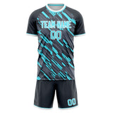 Custom Gray Light Blue GeometricalPattern Soccer Set