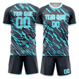 Custom Gray Light Blue GeometricalPattern Soccer Set
