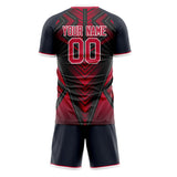 Custom Black Red GeometricalPattern Soccer Set