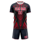 Custom Black Red GeometricalPattern Soccer Set