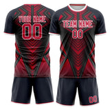 Custom Black Red GeometricalPattern Soccer Set