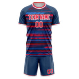 Custom Navy Red GeometricalPattern Soccer Set
