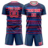 Custom Navy Red GeometricalPattern Soccer Set