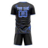 Custom Black Blue GeometricalPattern Soccer Set