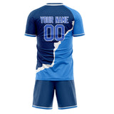Custom Navy Blue GeometricalPattern Soccer Set