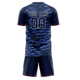 Custom Navy White GeometricalPattern Soccer Set