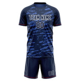 Custom Navy White GeometricalPattern Soccer Set