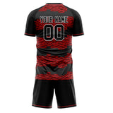 Custom Black Red GeometricalPattern Soccer Set