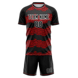 Custom Black Red GeometricalPattern Soccer Set