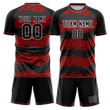 Custom Black Red GeometricalPattern Soccer Set