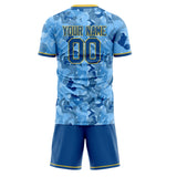 Custom Blue Gold GeometricalPattern Soccer Set