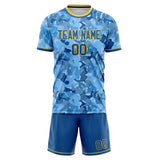 Custom Blue Gold GeometricalPattern Soccer Set