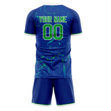 Custom Royal Kelly Green GeometricalPattern Soccer Set