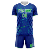 Custom Royal Kelly Green GeometricalPattern Soccer Set