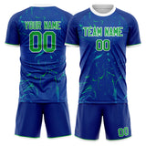 Custom Royal Kelly Green GeometricalPattern Soccer Set