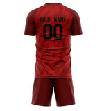 Custom Red Black GeometricalPattern Soccer Set