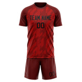 Custom Red Black GeometricalPattern Soccer Set