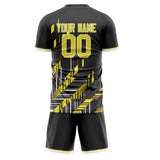 Custom Black Yellow GeometricalPattern Soccer Set