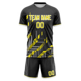 Custom Black Yellow GeometricalPattern Soccer Set