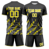 Custom Black Yellow GeometricalPattern Soccer Set