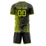 Custom Black Neon Yellow GeometricalPattern Soccer Set