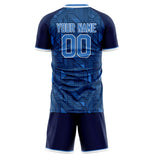 Custom Navy White GeometricalPattern Soccer Set