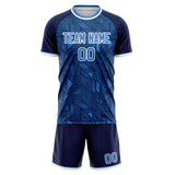 Custom Navy White GeometricalPattern Soccer Set