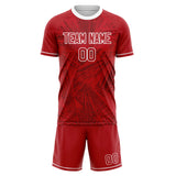 Custom Red White GeometricalPattern Soccer Set