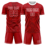 Custom Red White GeometricalPattern Soccer Set